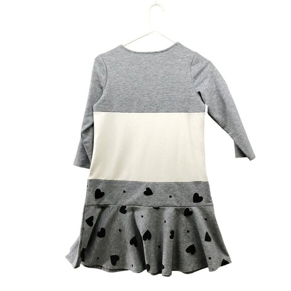 NWT Lands' End Girls Size M 10-12 Dress Ponte Knit Gray Long Sleeve Heart - Picture 2 of 6